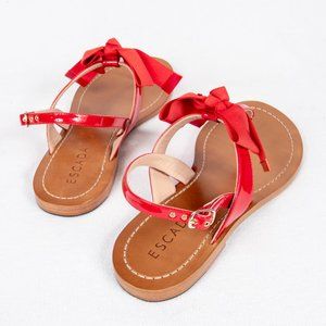 ESCADA Red Flat Red Patent Leather Sandals